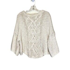 Moon River Cream Chunky Knit Dolman Flare Sleeve Relaxed Sweater Boho Women S‎